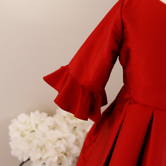 Girl's Red Designer Party Dress Taffeta Recital Portrait Flower Girl LIKE NEW - Picture 4 of 4